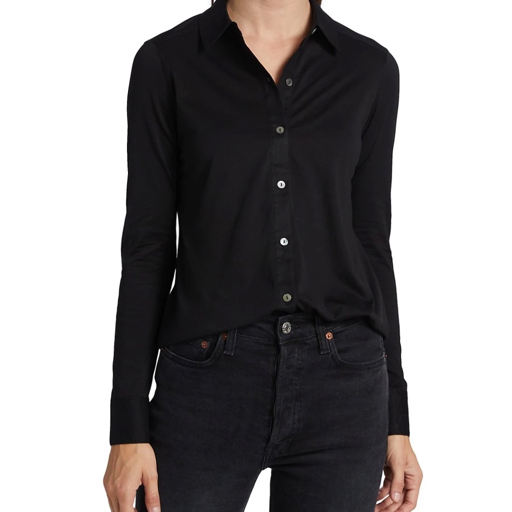 Theory Fitted Shirt in Good Cotton- Black